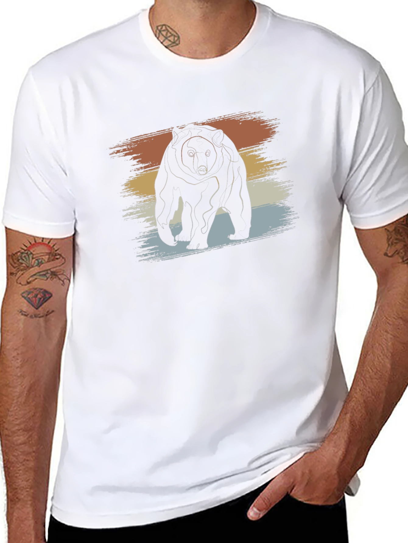 Retro Bear Graphic Tee - Black