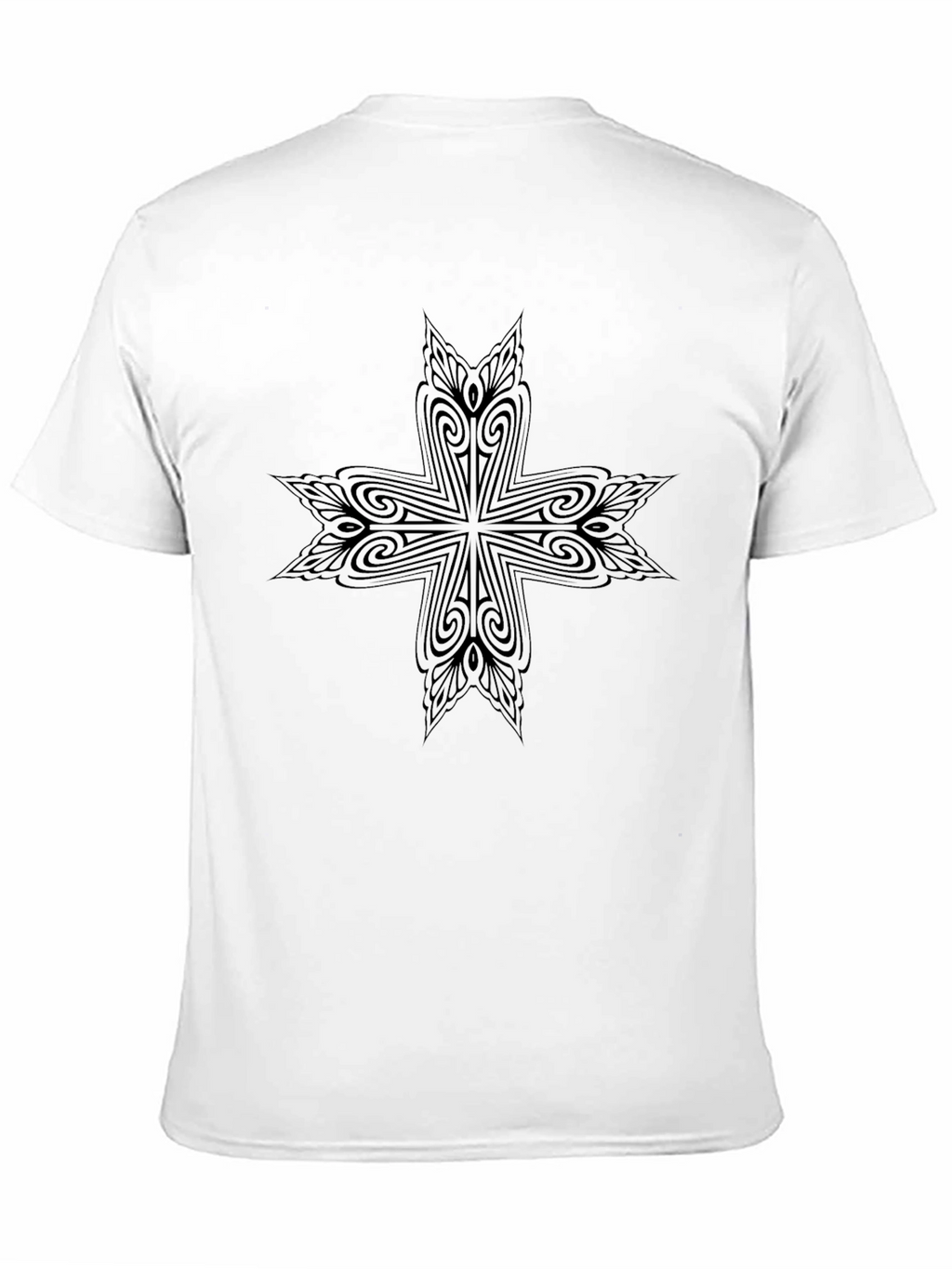 Modern Tribal Cross Black T-Shirt