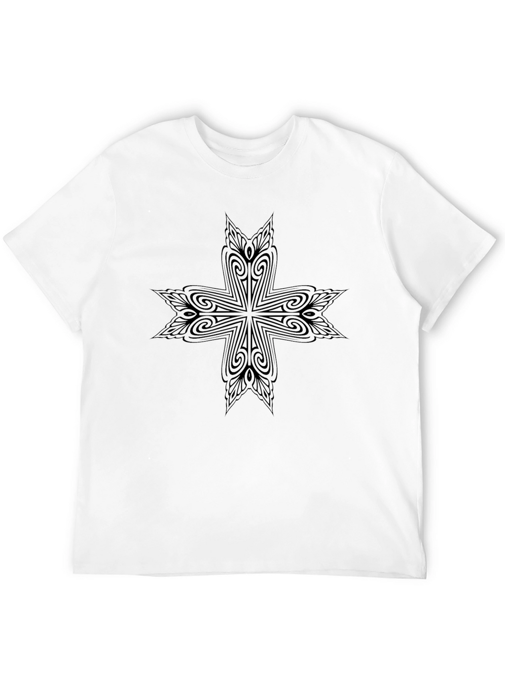 Modern Tribal Cross Black T-Shirt