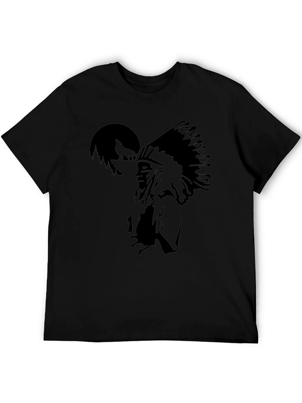 Native American Chief Graphic Black T-Shirt