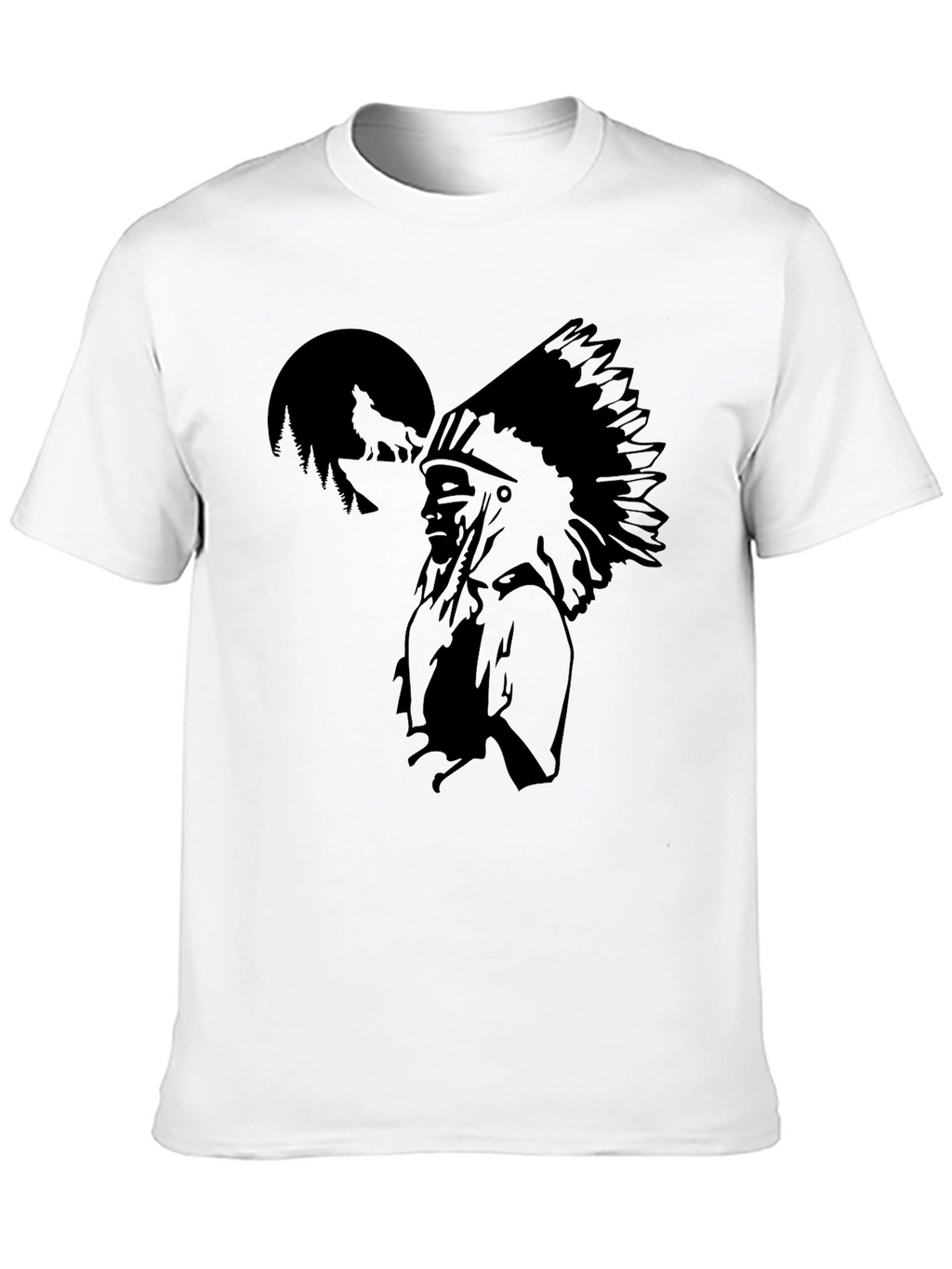 Native American Chief Graphic Black T-Shirt