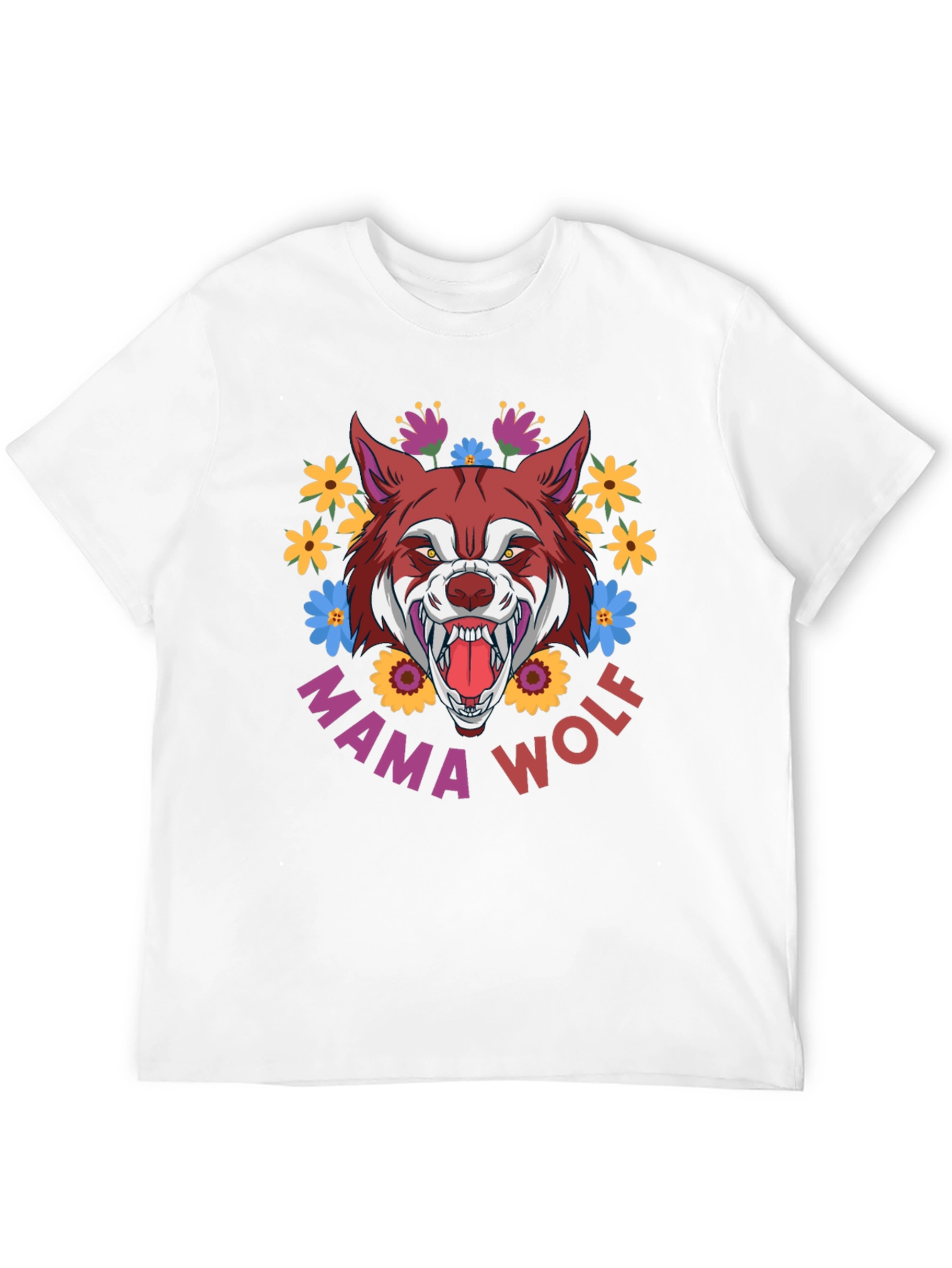 Mama Wolf T-Shirt Floral Wolf Graphic Tee
