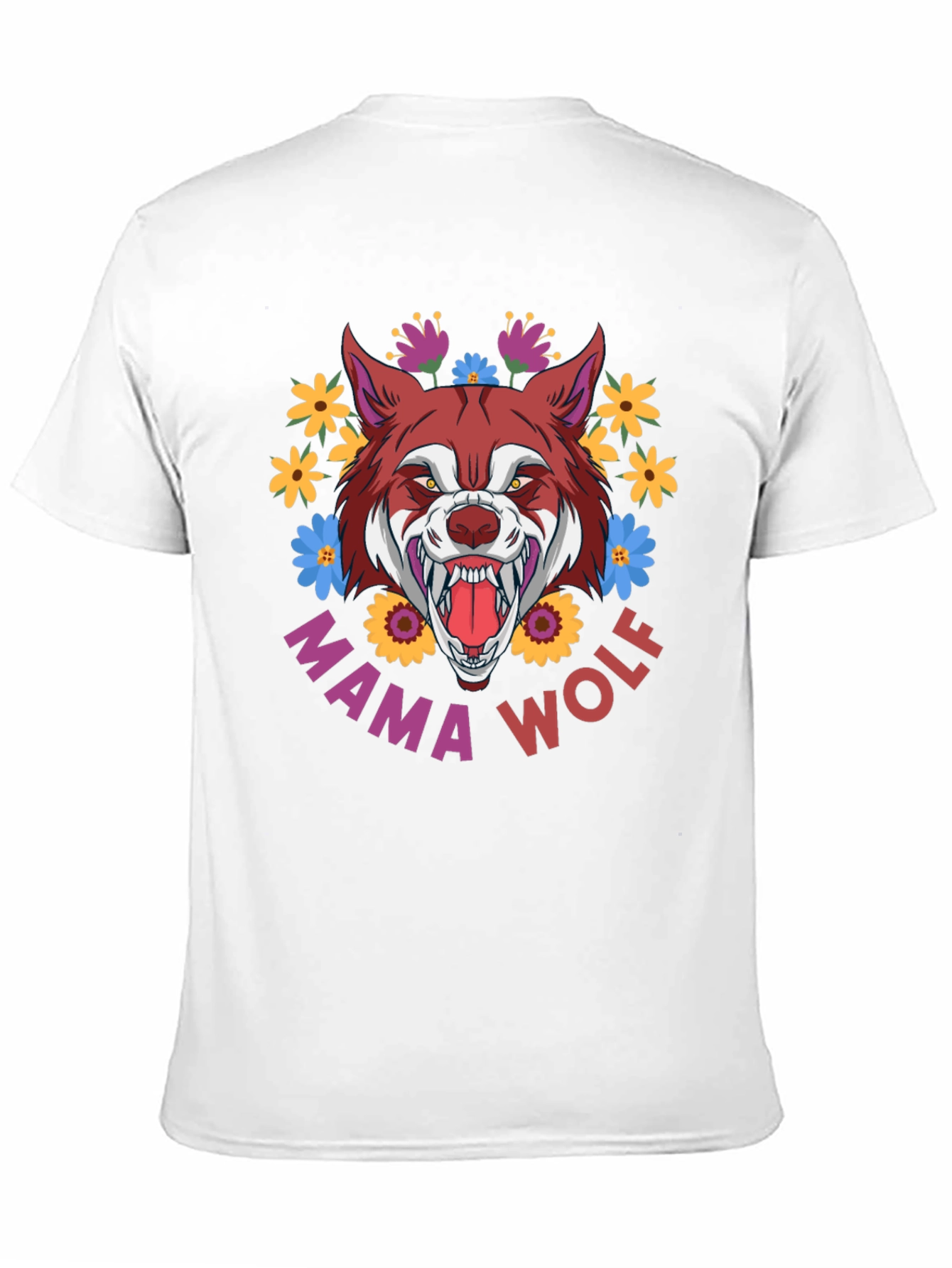 Mama Wolf T-Shirt Floral Wolf Graphic Tee
