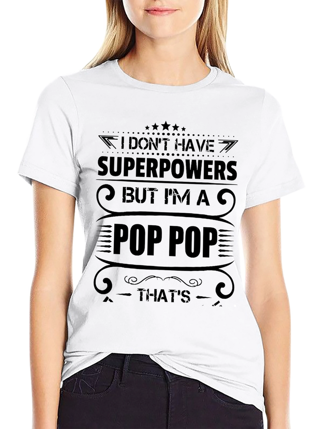 Pop Pop Superpower T-Shirt - Mens Black Graphic Tee