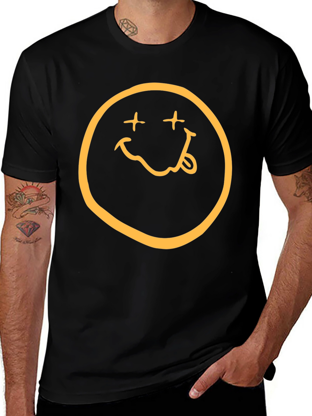 Nirvana Smiley Face Graphic Black T-Shirt