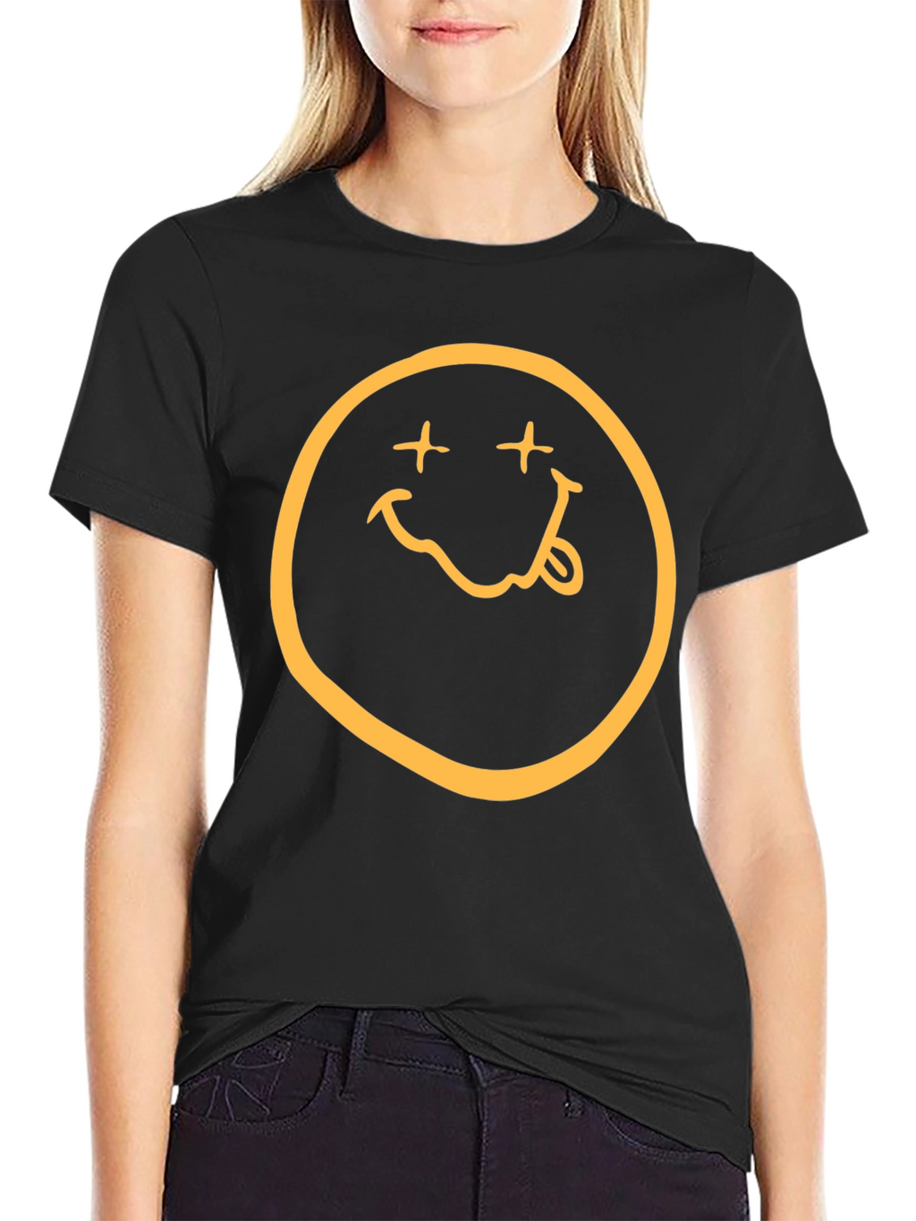 Nirvana Smiley Face Graphic Black T-Shirt