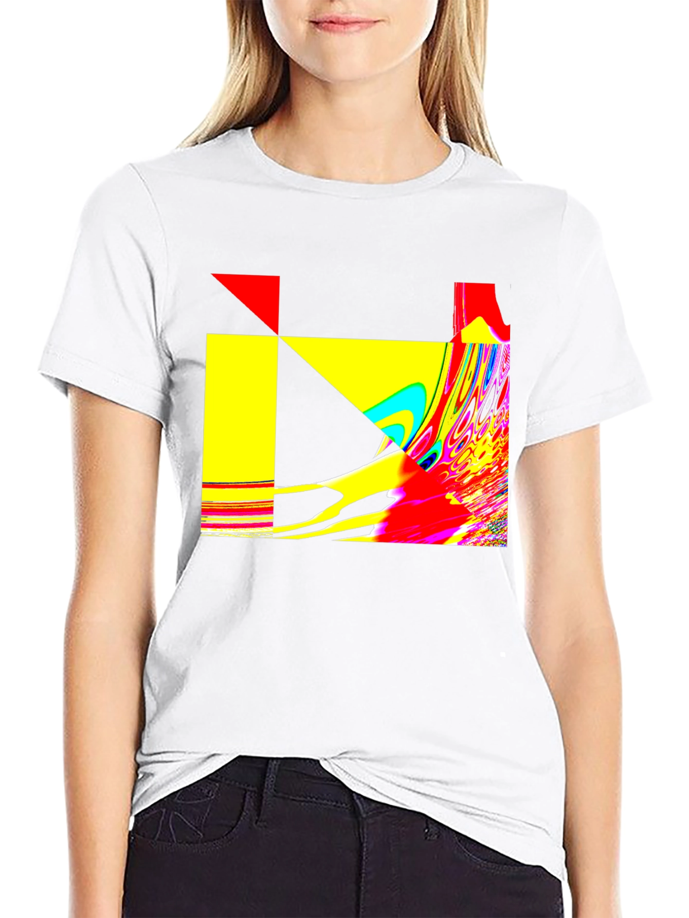 Abstract Geometric Graphic Print Black T-Shirt
