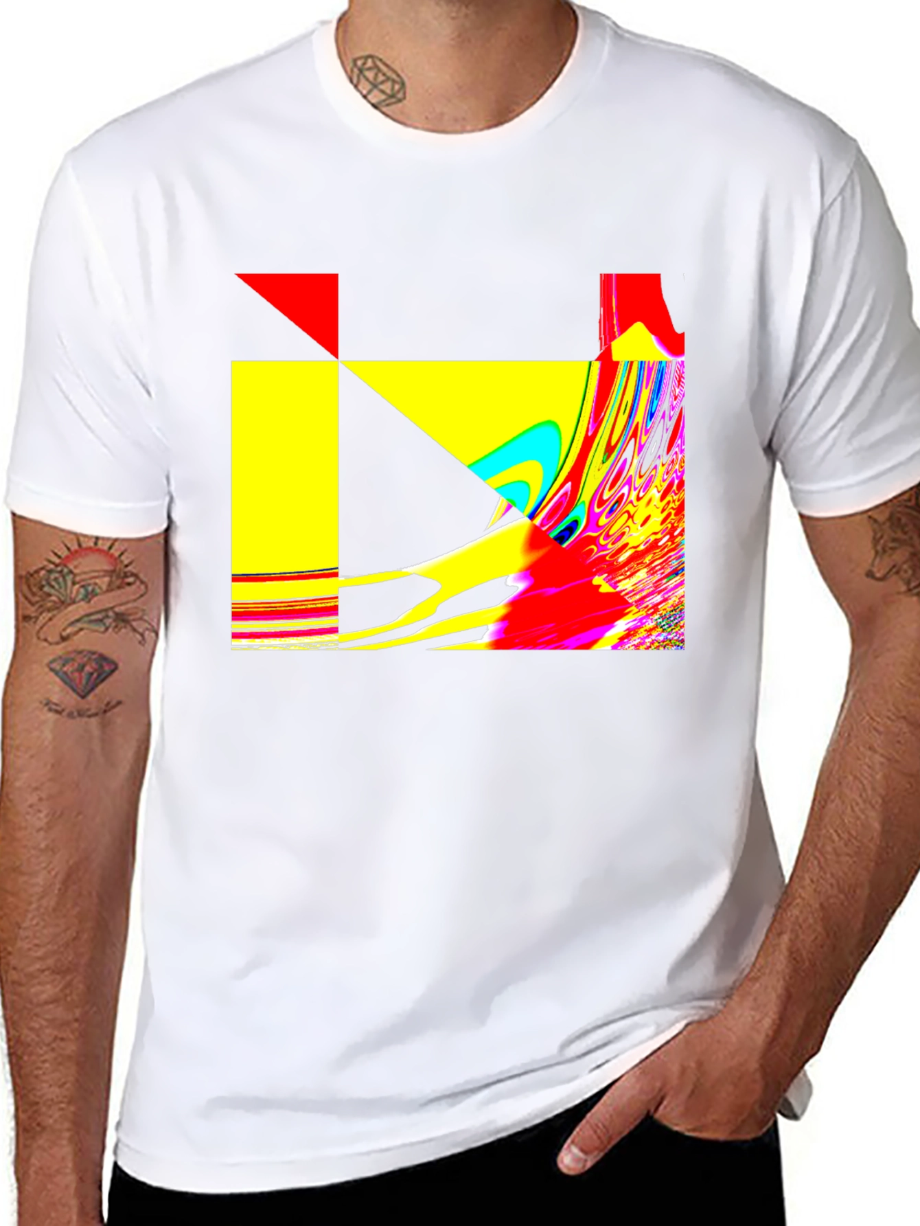 Abstract Geometric Graphic Print Black T-Shirt