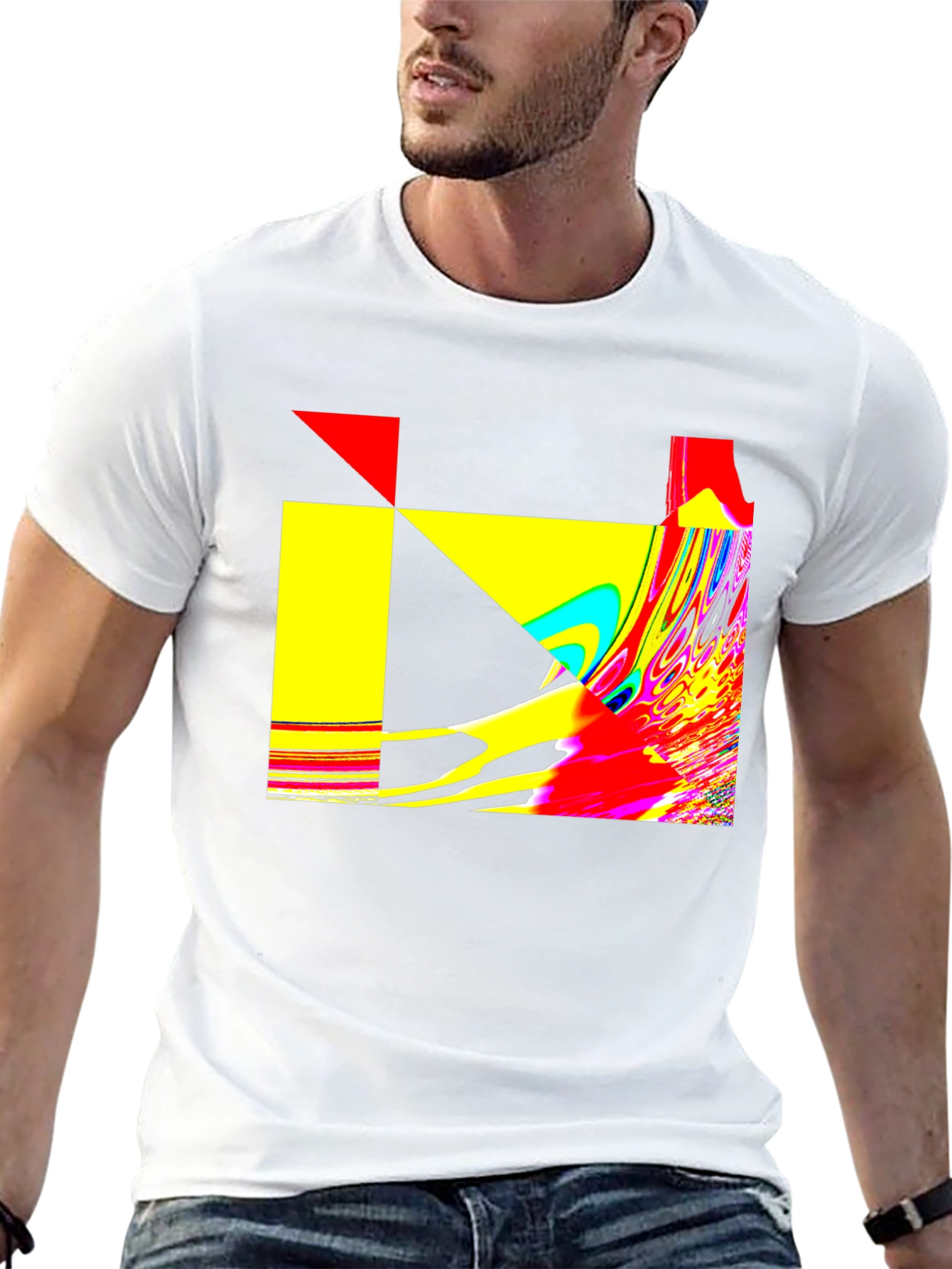 Abstract Geometric Graphic Print Black T-Shirt