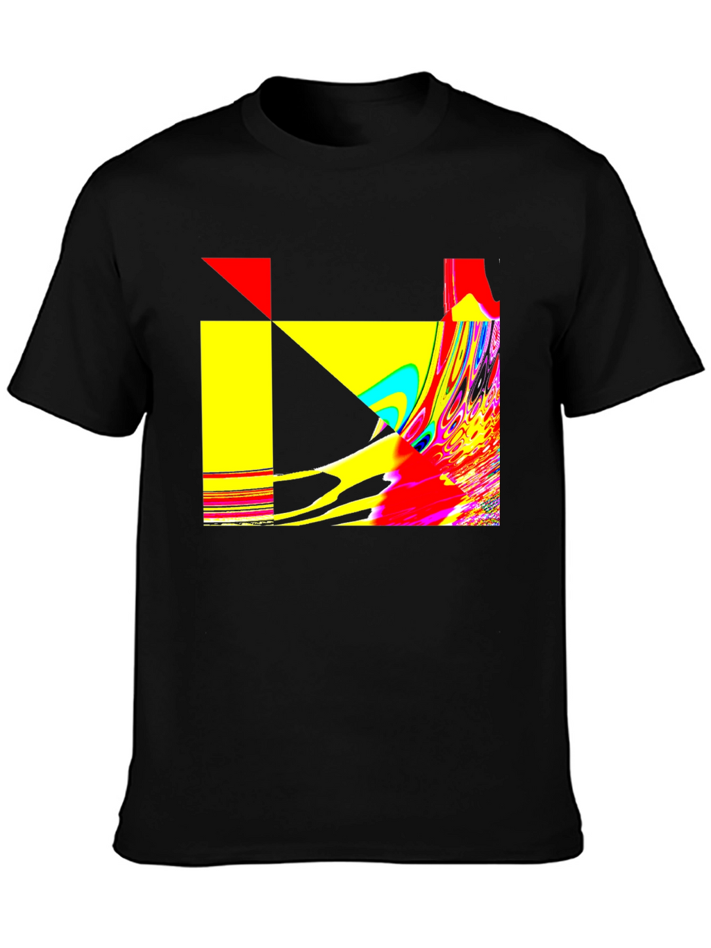 Abstract Geometric Graphic Print Black T-Shirt