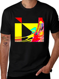 Abstract Geometric Graphic Print Black T-Shirt