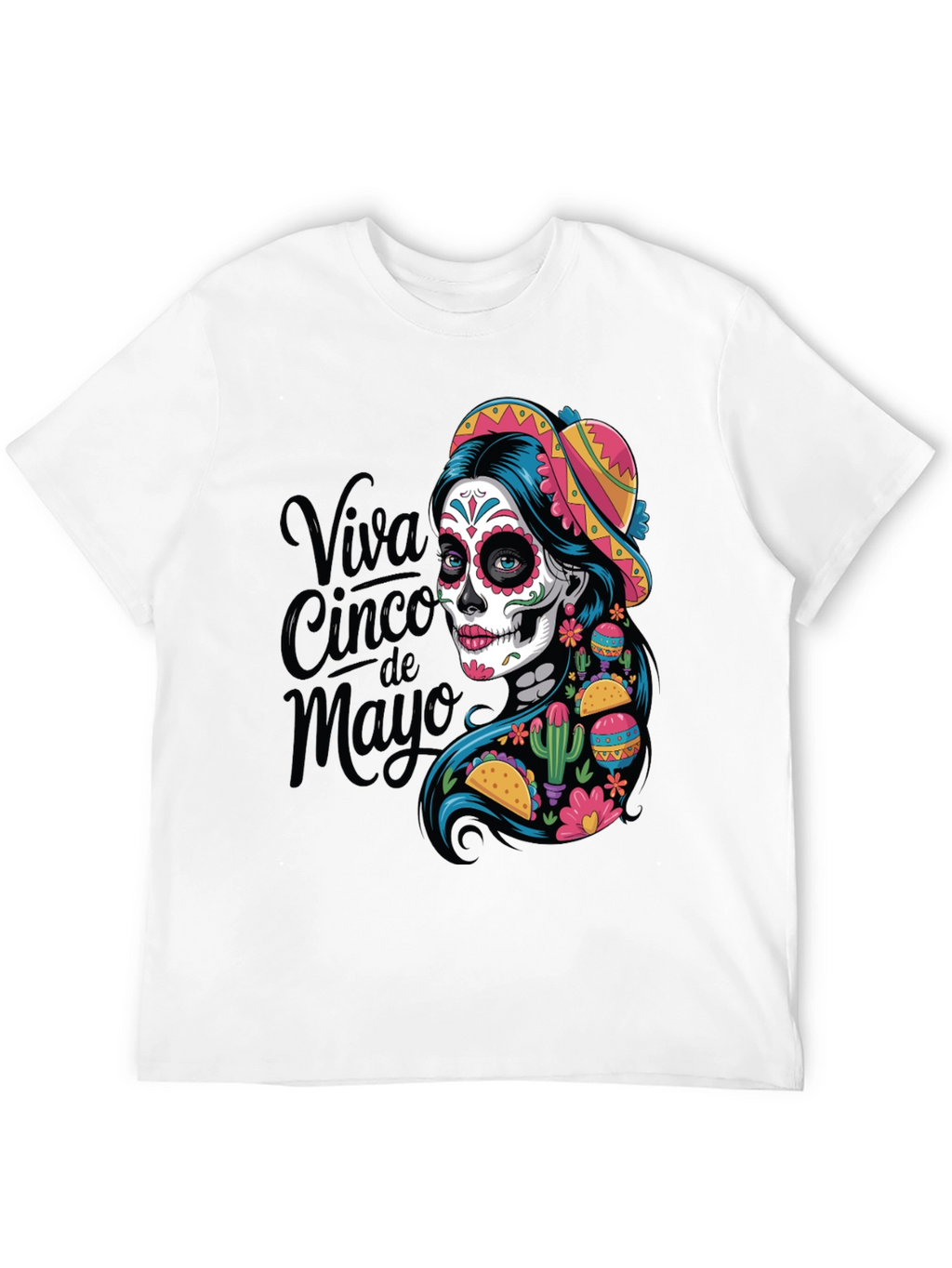 Viva Cinco de Mayo T-Shirt Sugar Skull Womens Tee