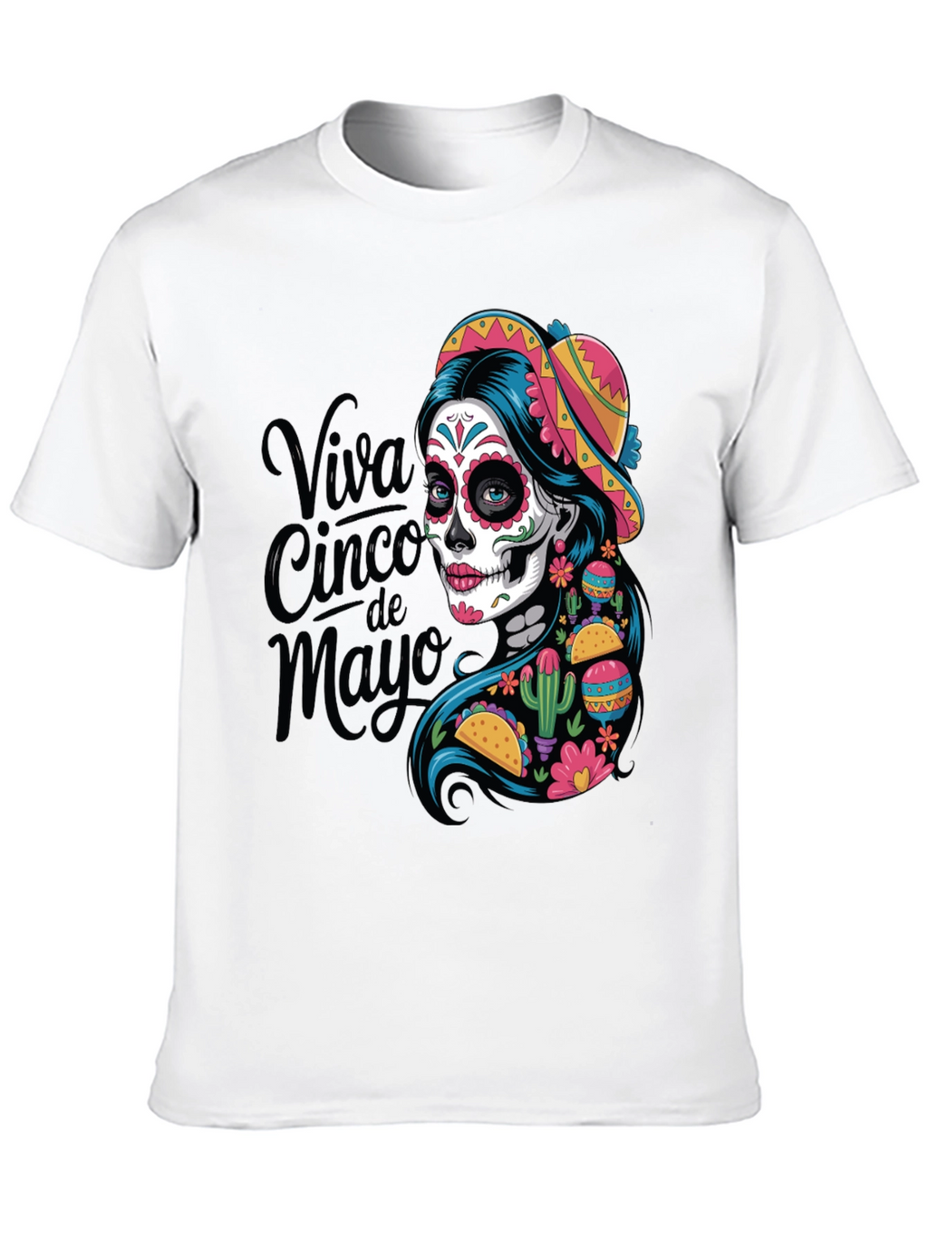 Viva Cinco de Mayo T-Shirt Sugar Skull Womens Tee