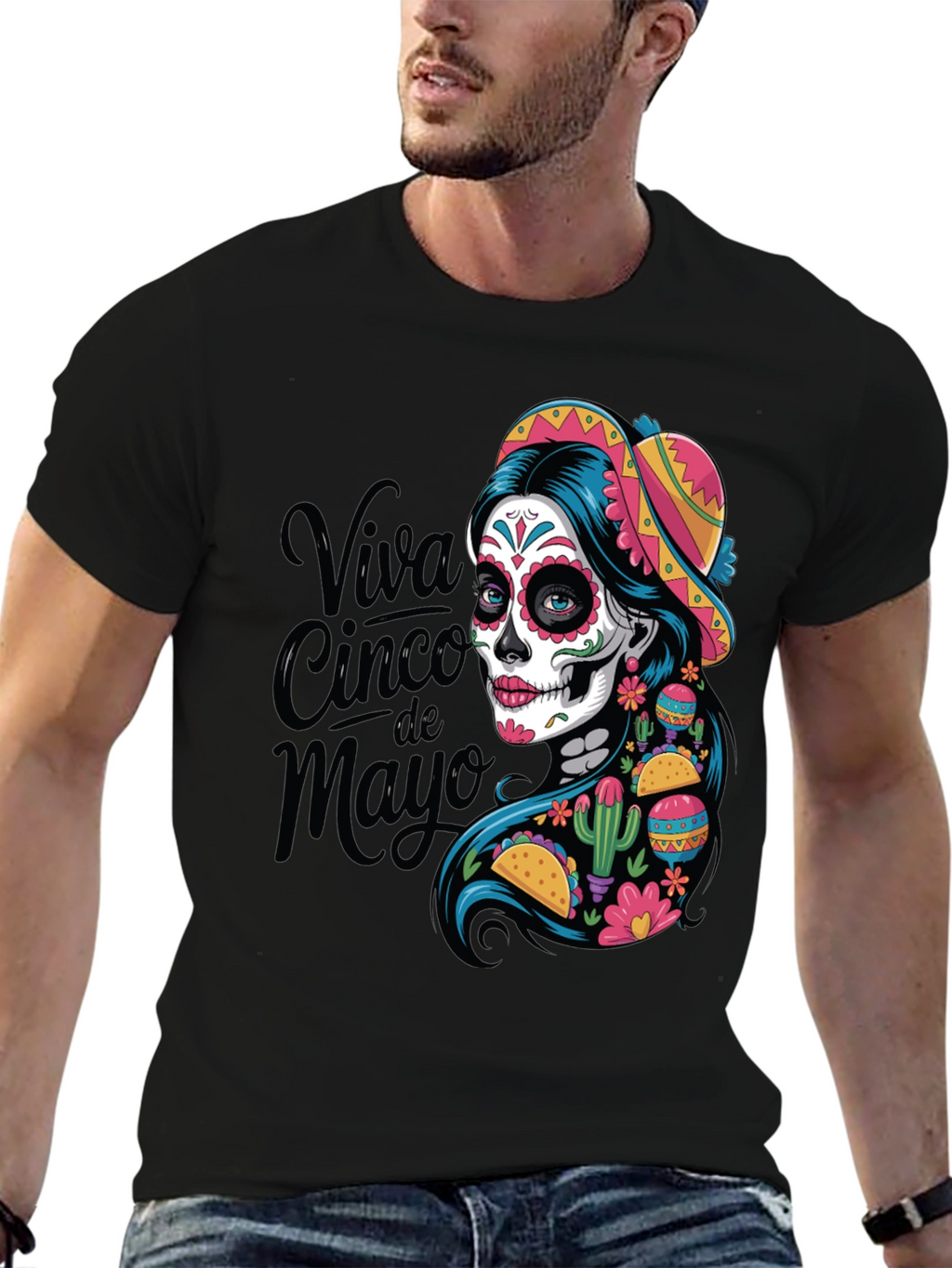 Viva Cinco de Mayo T-Shirt Sugar Skull Womens Tee
