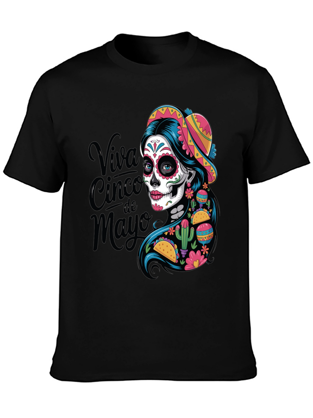 Viva Cinco de Mayo T-Shirt Sugar Skull Womens Tee