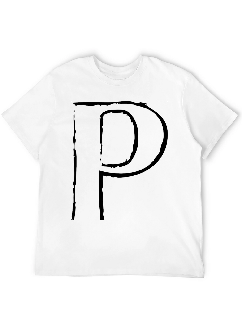 Letter P Graphic Print T-Shirt - Stylish Black Tee
