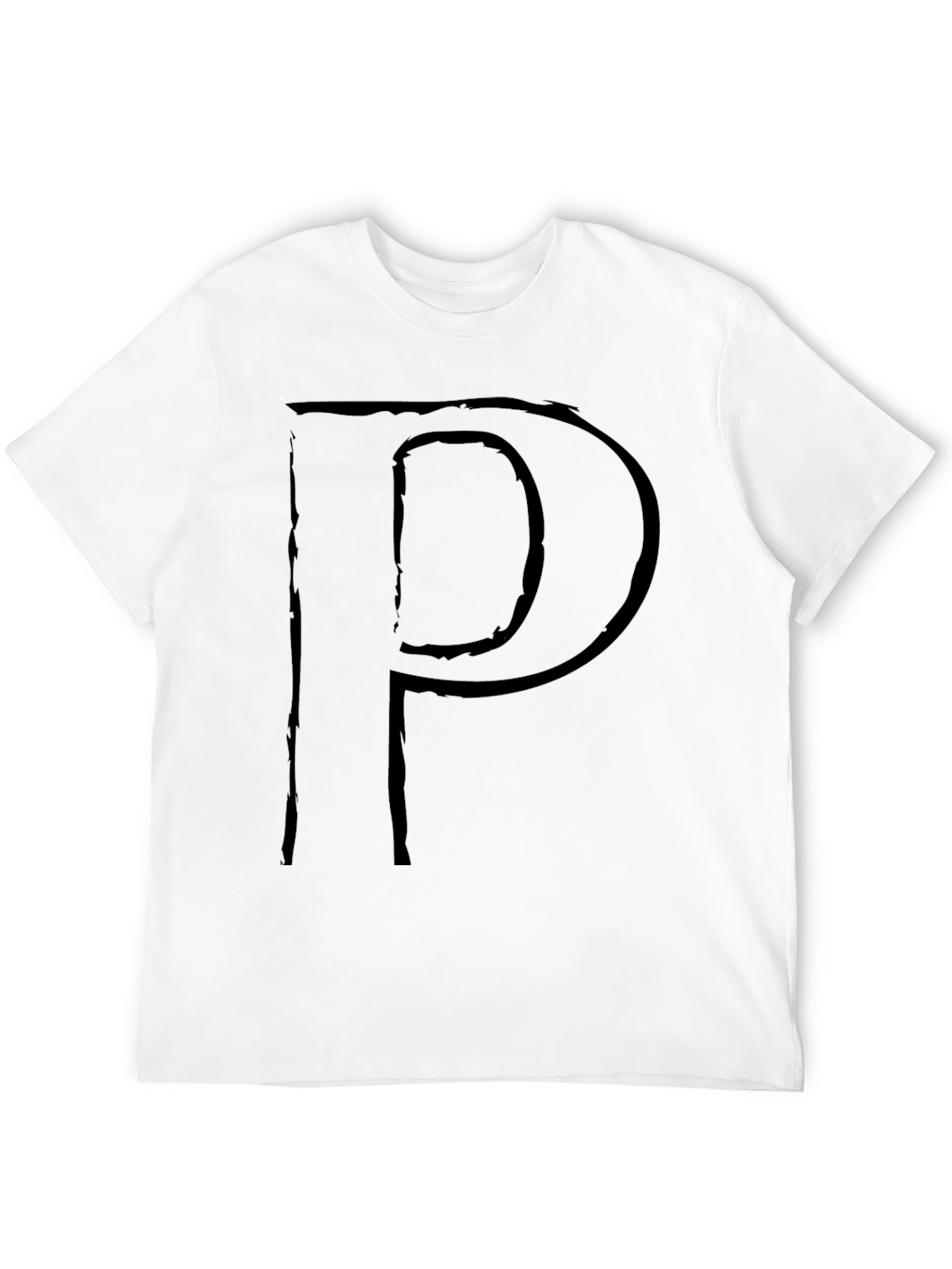Letter P Graphic Print T-Shirt - Stylish Black Tee