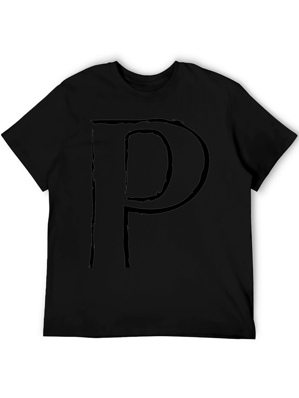 Letter P Graphic Print T-Shirt - Stylish Black Tee