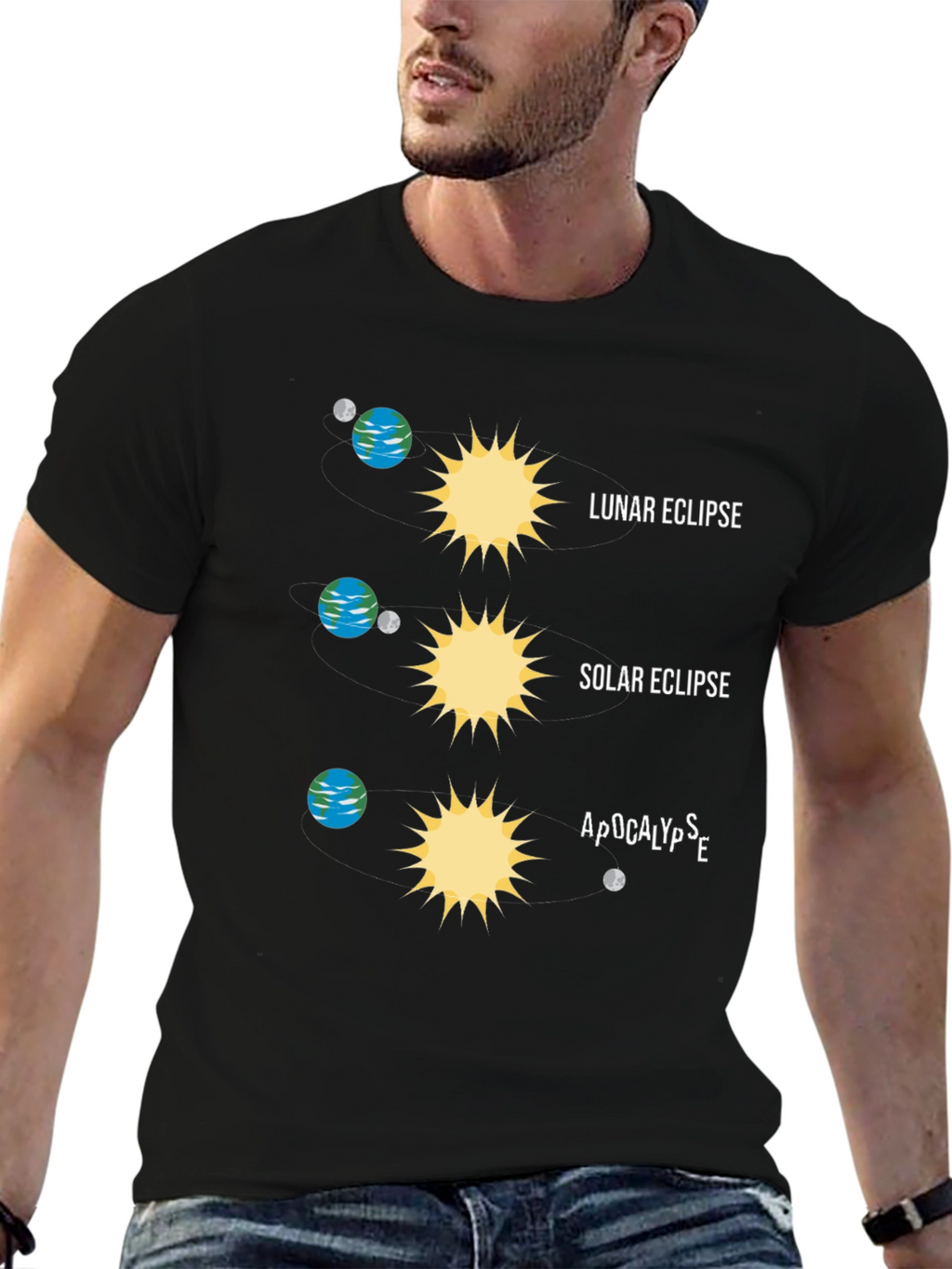 Cosmic T-Shirt: Lunar Solar Eclipse & Apocalypse Design