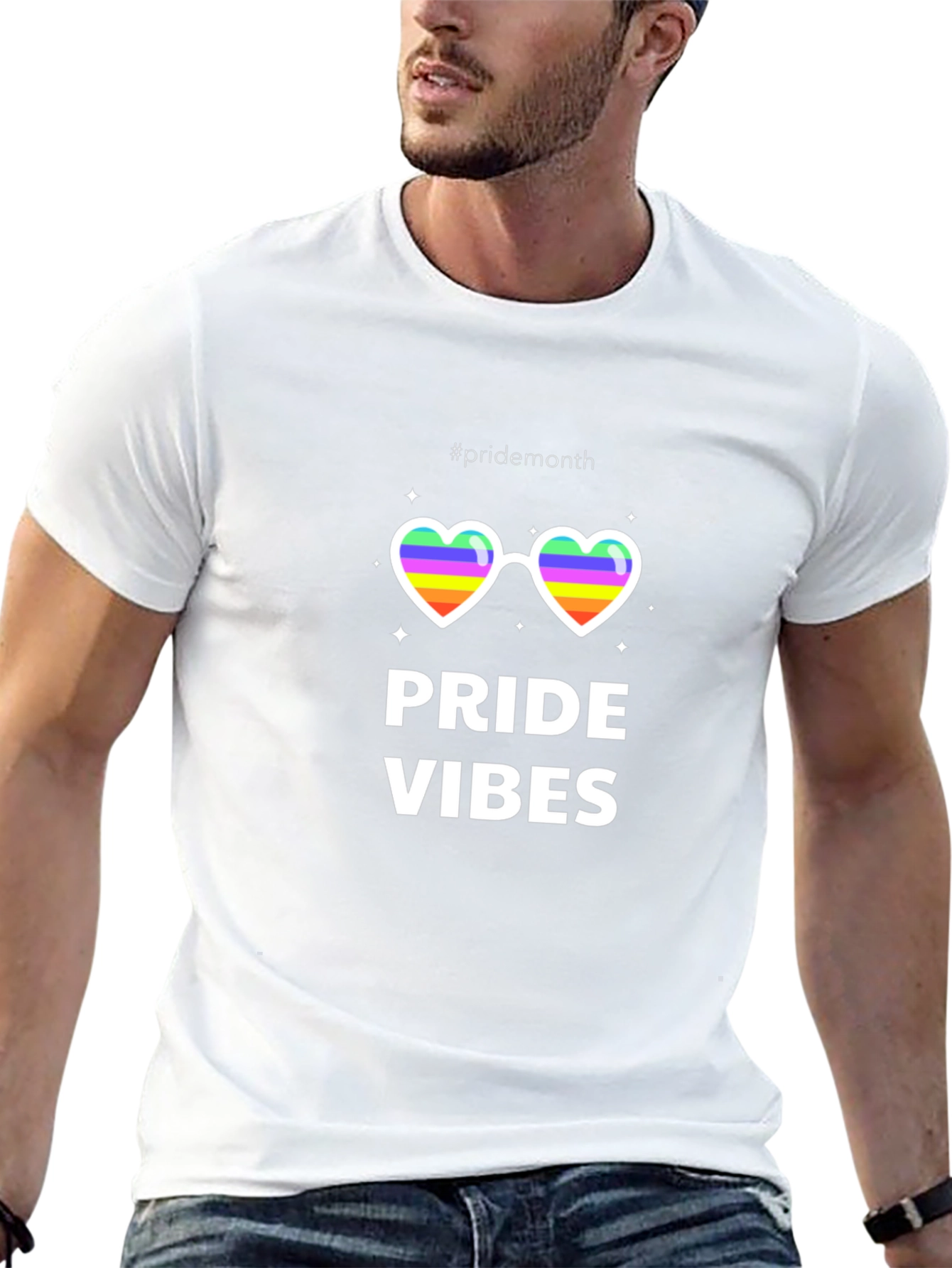 Pride Vibes T-Shirt: Rainbow Heart Glasses