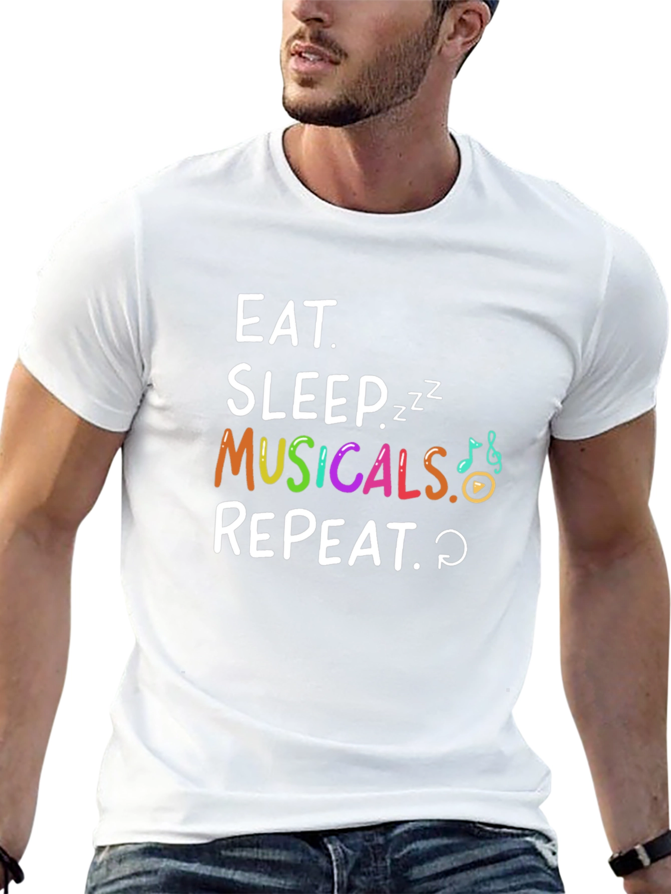 Eat Sleep Musicals Repeat Graphic Tee
