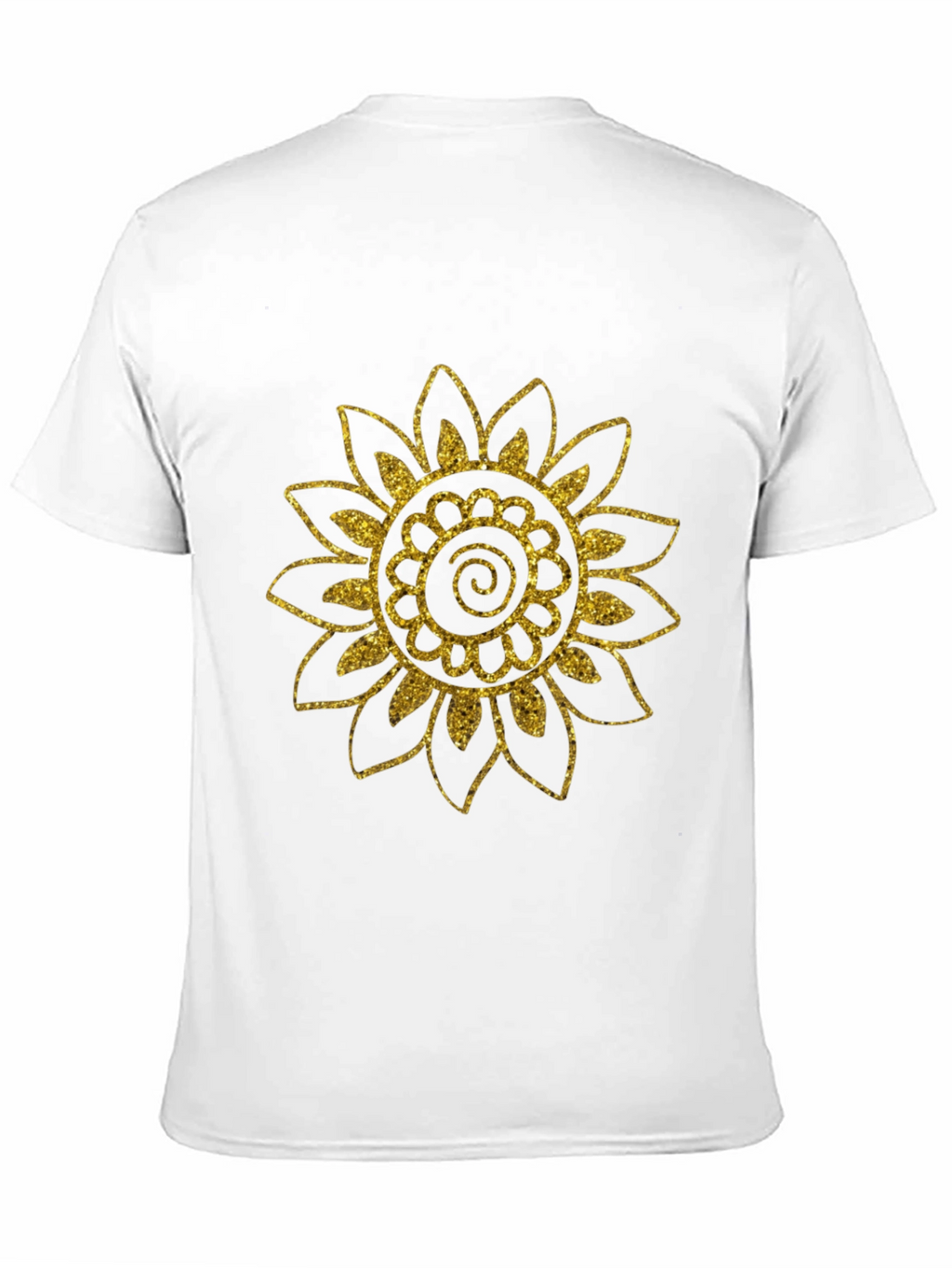 Black T-Shirt with Gold Glitter Sunflower Design