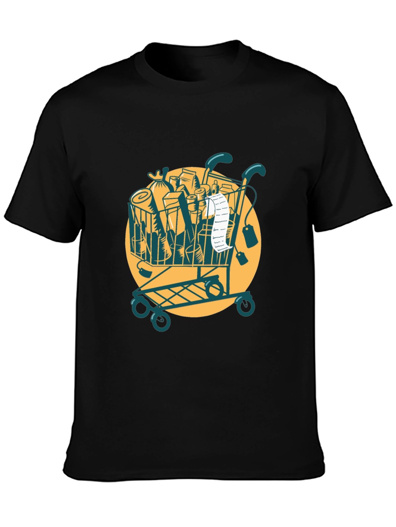 Grocery Cart Graphic Tee - Black Cotton T-Shirt