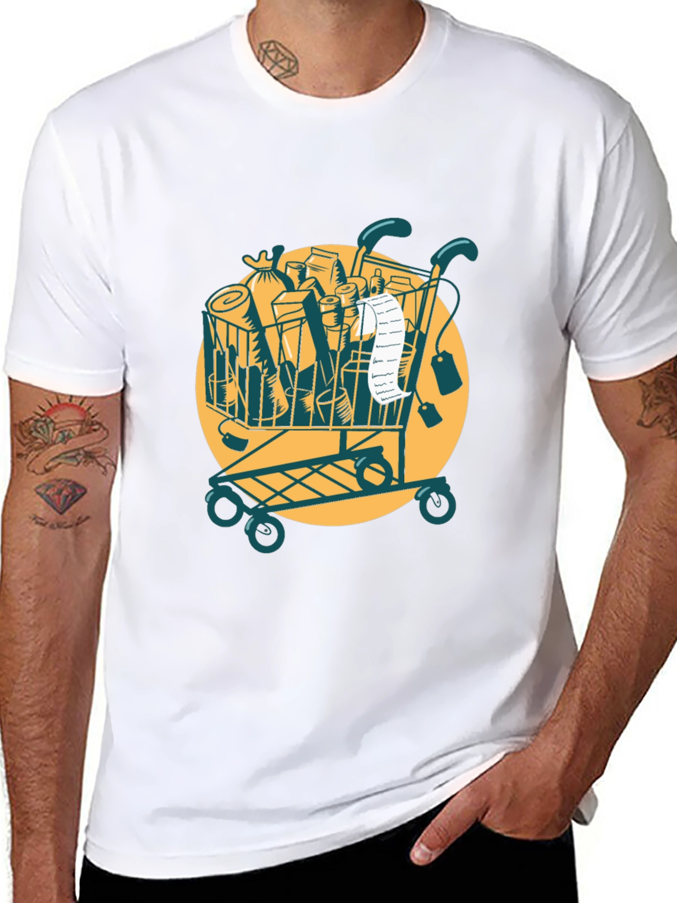 Grocery Cart Graphic Tee - Black Cotton T-Shirt