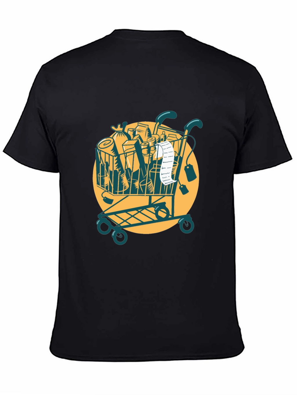 Grocery Cart Graphic Tee - Black Cotton T-Shirt