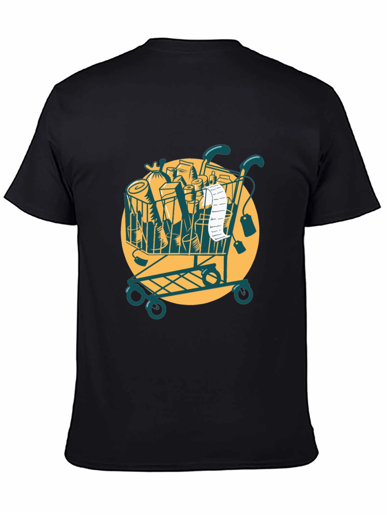 Grocery Cart Graphic Tee - Black Cotton T-Shirt