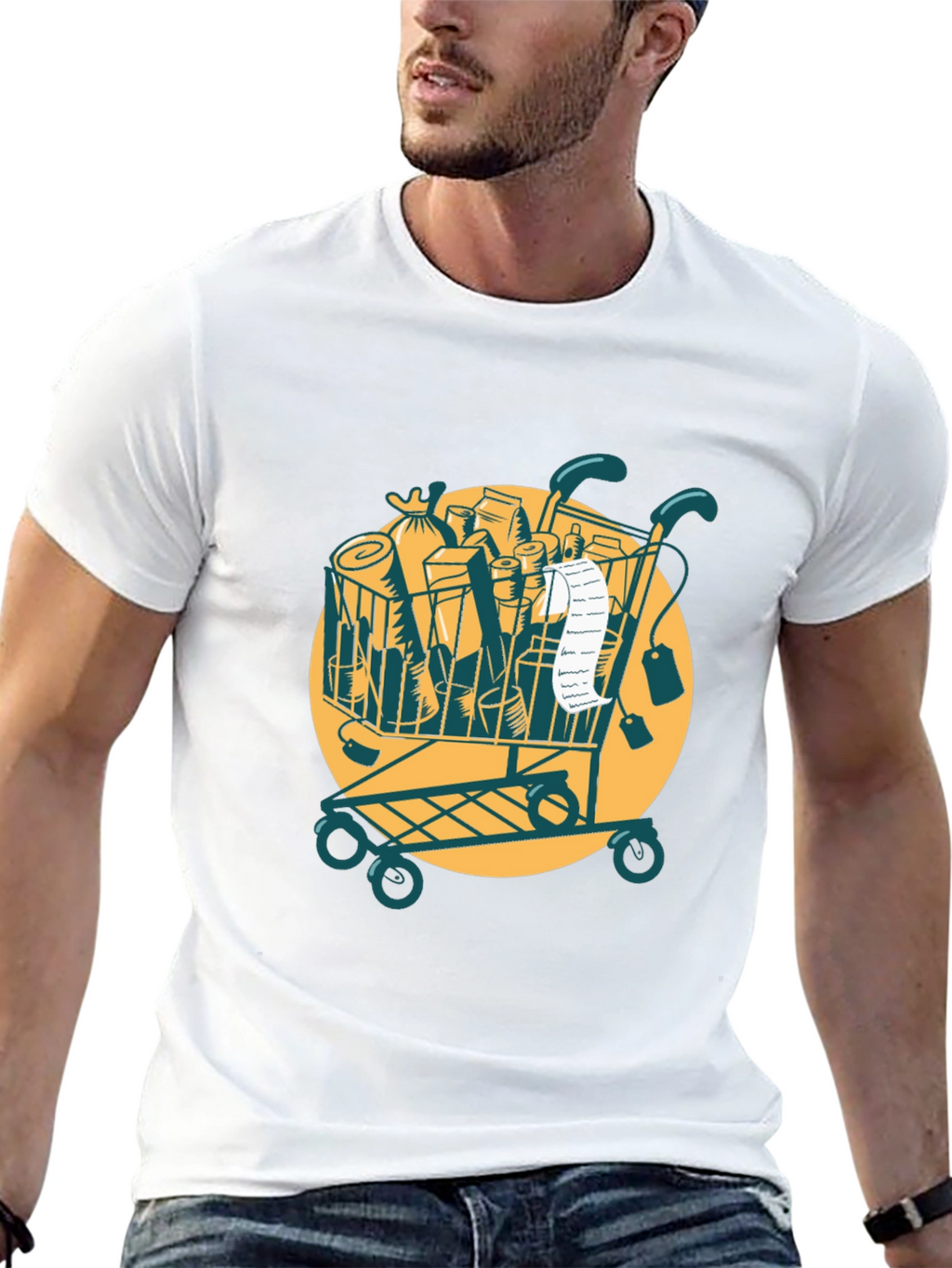 Grocery Cart Graphic Tee - Black Cotton T-Shirt