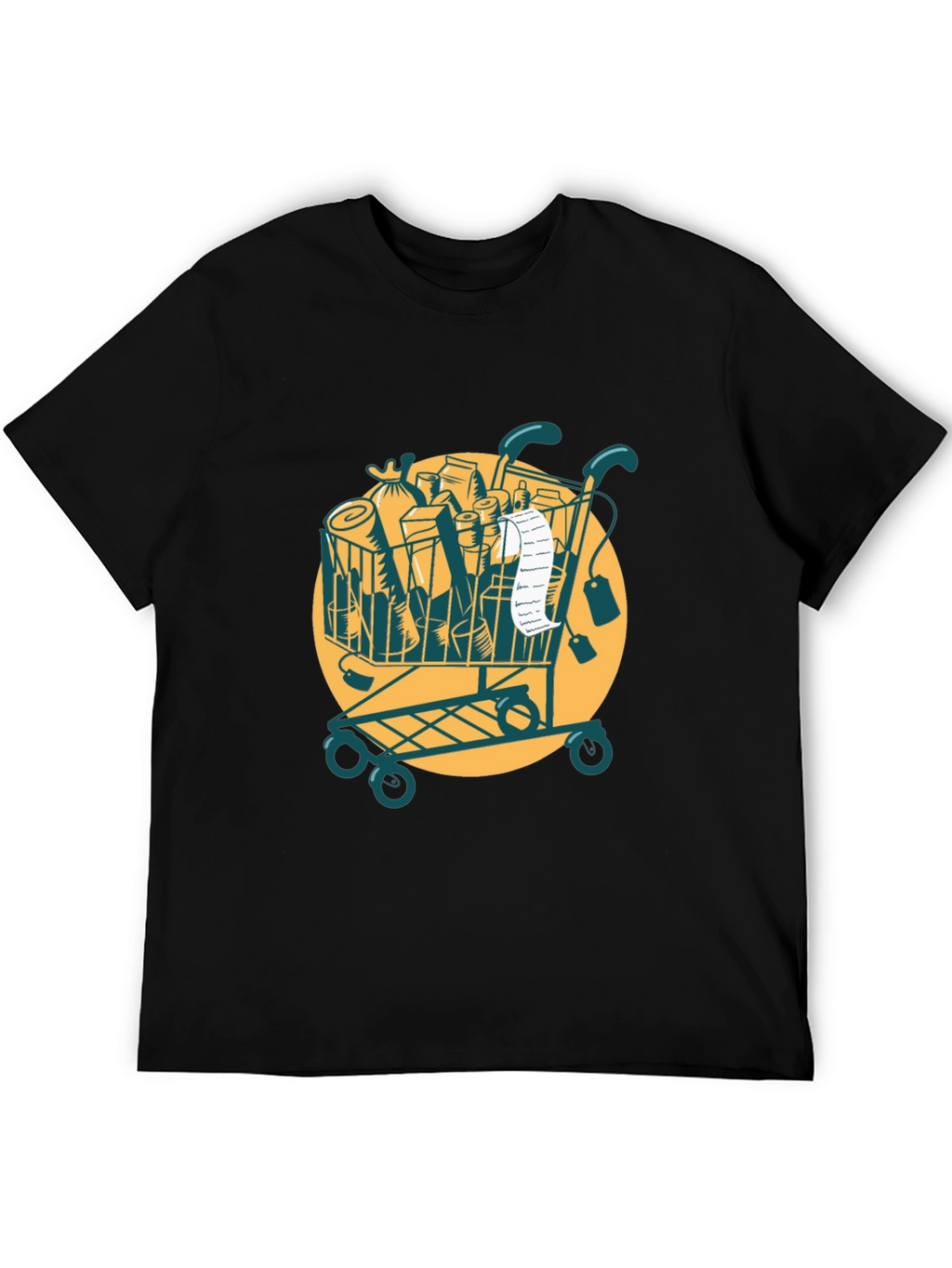 Grocery Cart Graphic Tee - Black Cotton T-Shirt