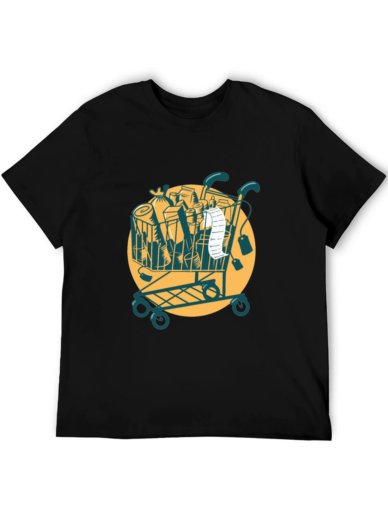 Grocery Cart Graphic Tee - Black Cotton T-Shirt