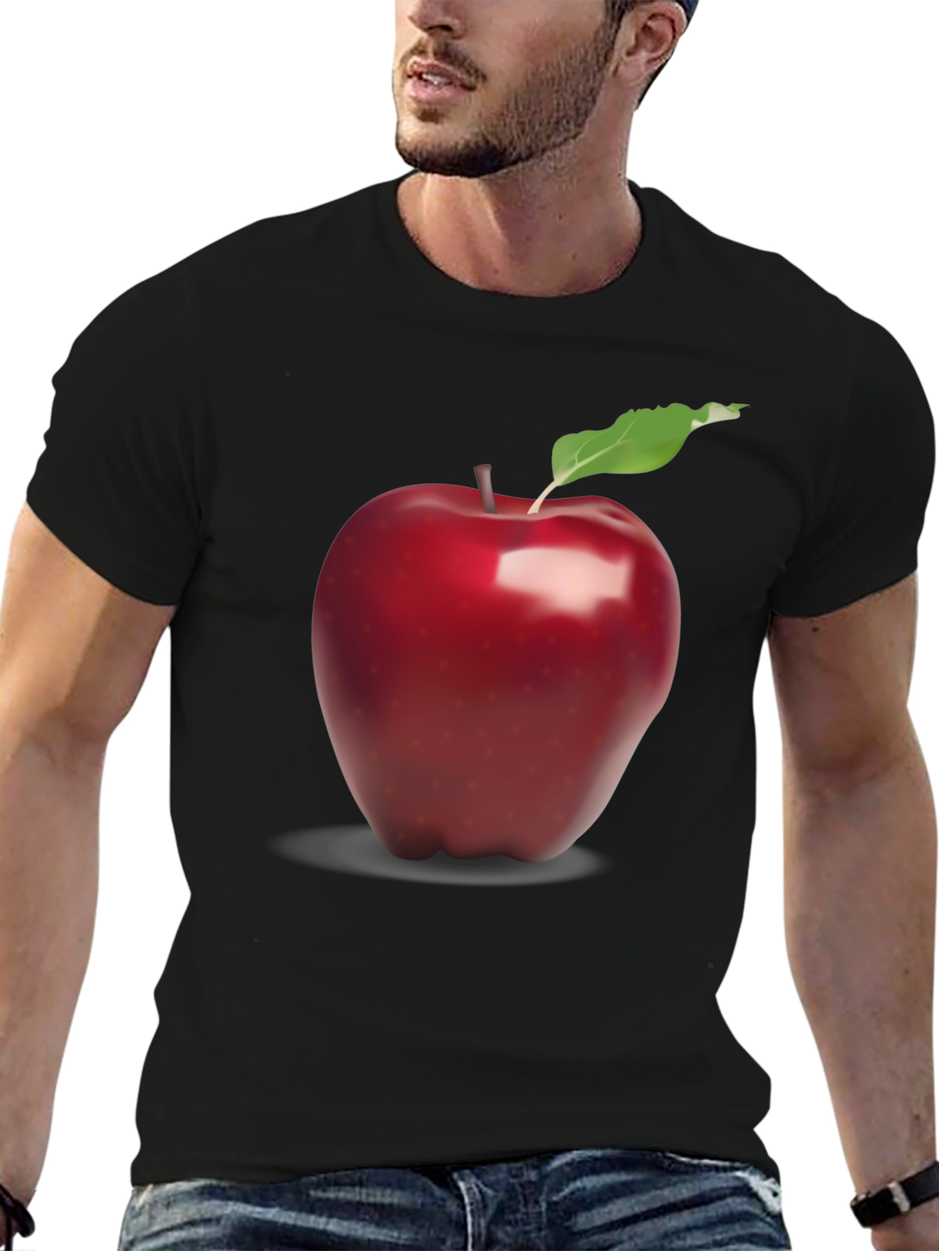 Red Apple Graphic Black T-Shirt