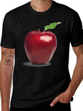 Red Apple Graphic Black T-Shirt