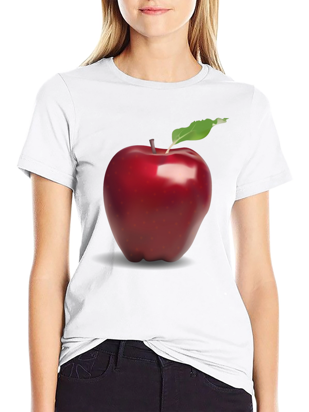 Red Apple Graphic Black T-Shirt