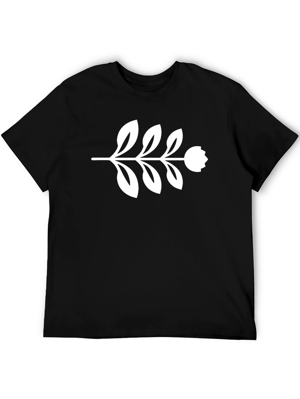 Black T-Shirt with Floral Branch Design