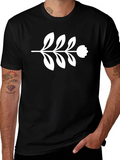 Black T-Shirt with Floral Branch Design