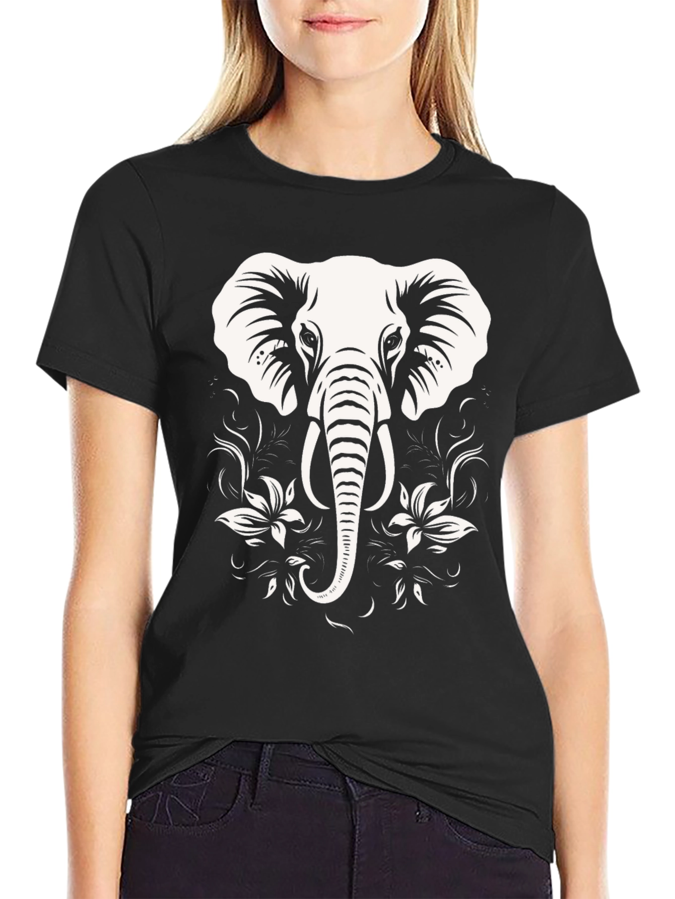 Elephant Graphic Tee - Black Cotton Blend
