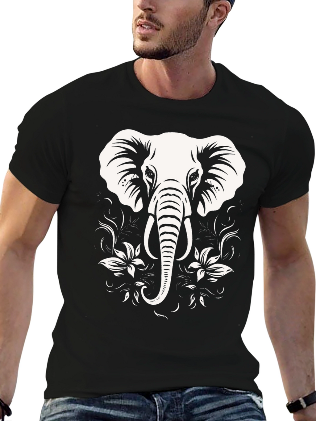 Elephant Graphic Tee - Black Cotton Blend