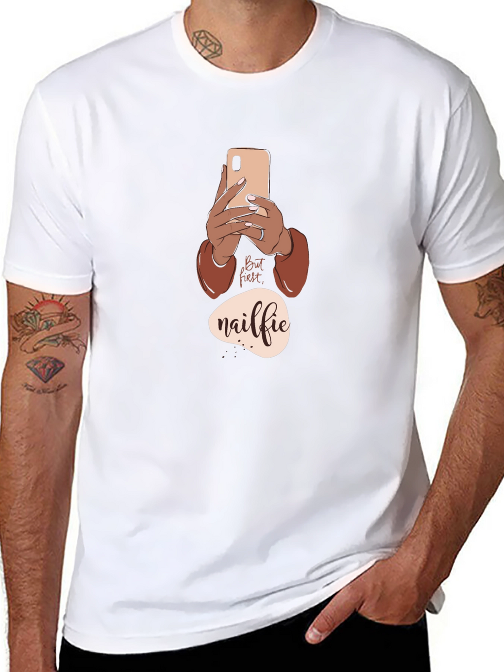 But First Nailfie T-Shirt - Trendy Graphic Tee