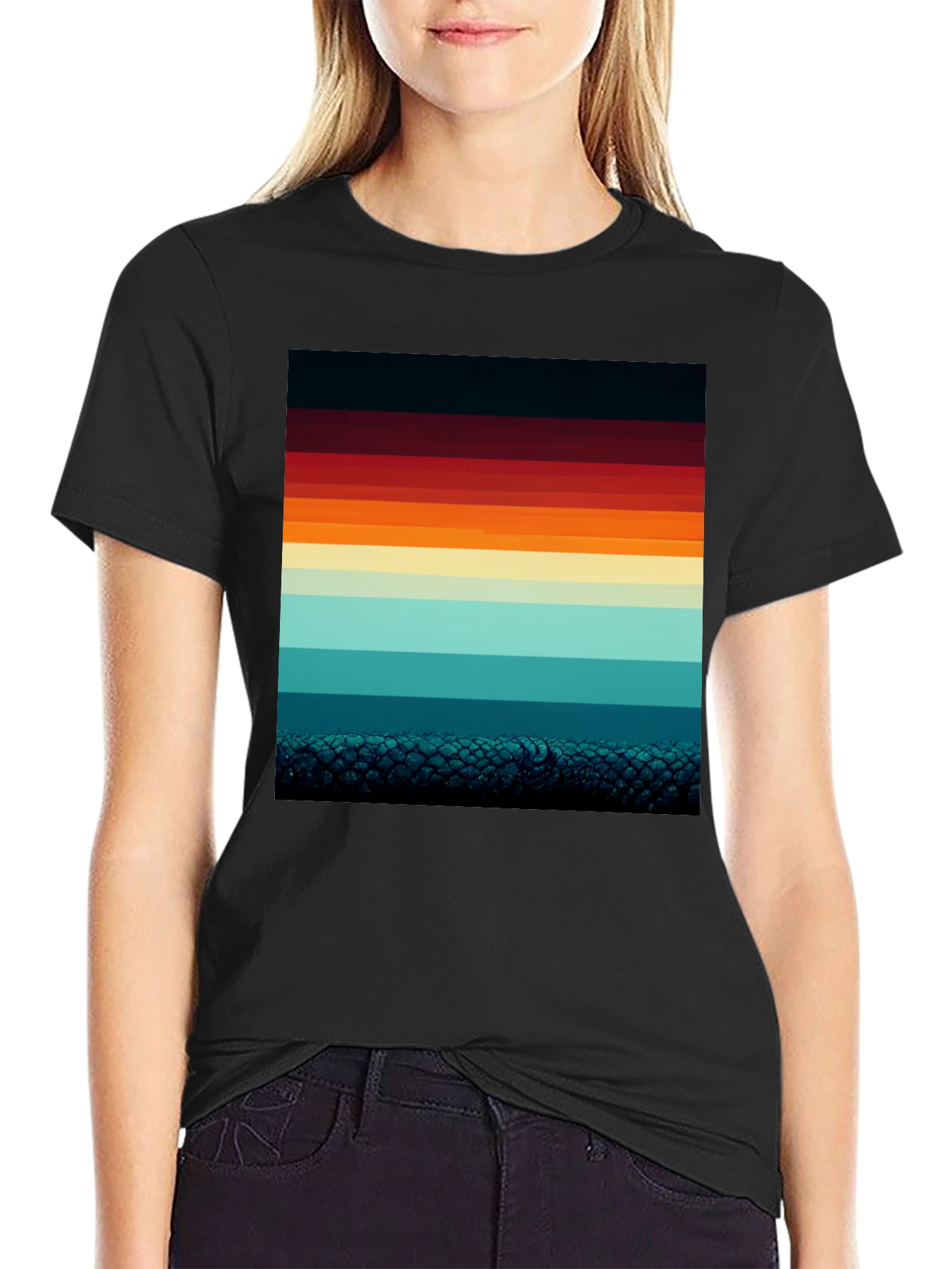 Retro Horizon Striped Graphic Tee
