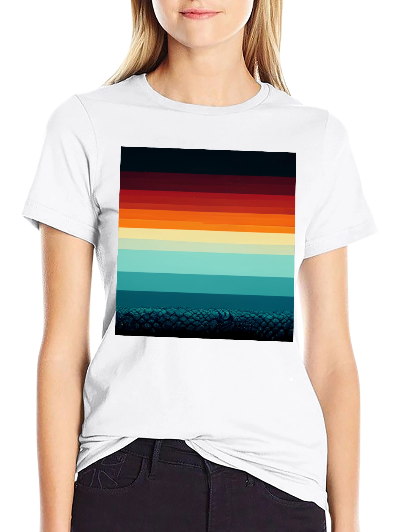 Retro Horizon Striped Graphic Tee