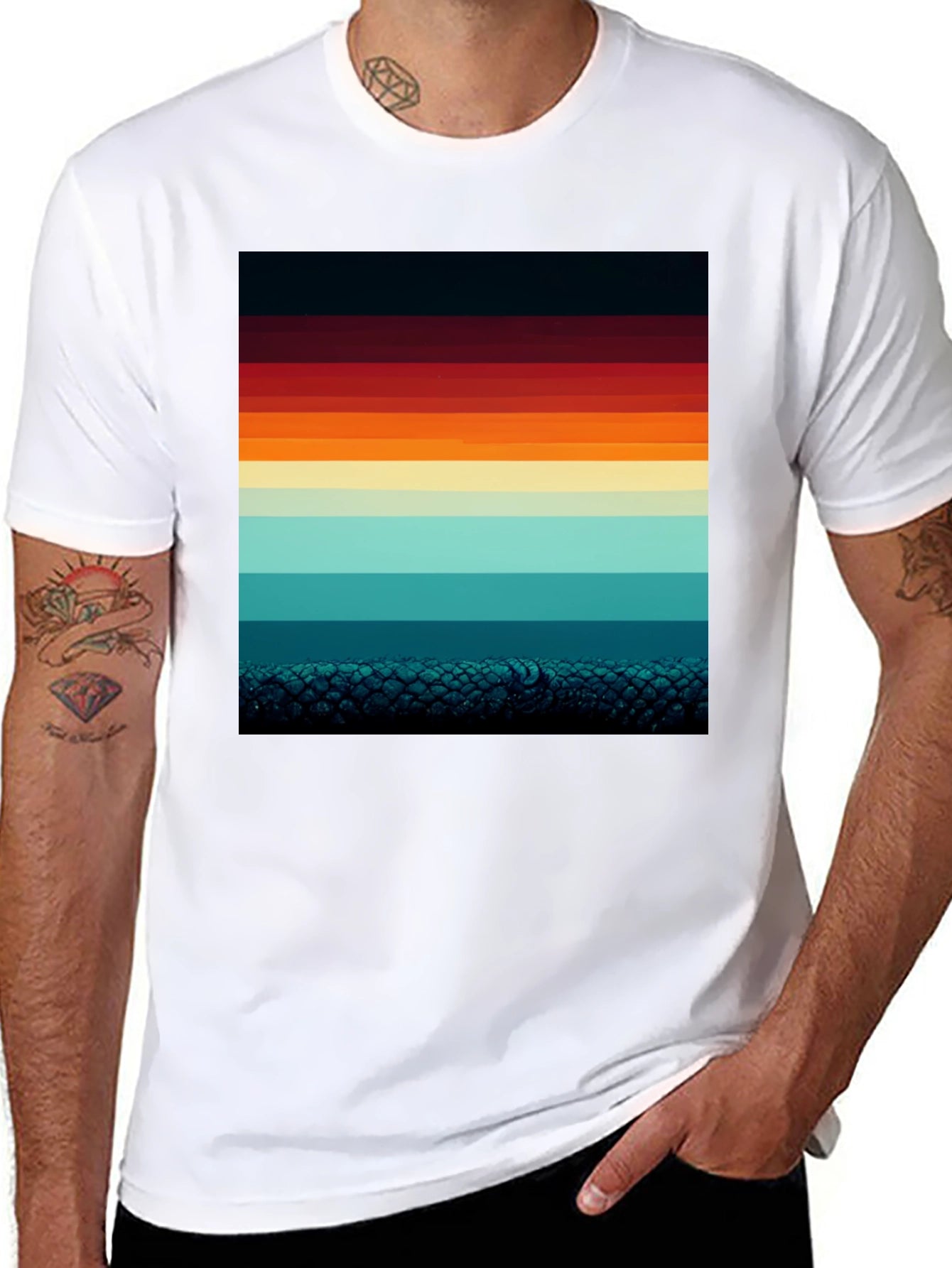Retro Horizon Striped Graphic Tee
