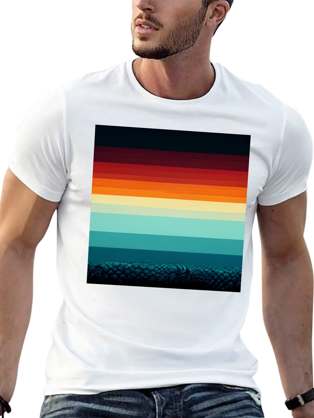 Retro Horizon Striped Graphic Tee