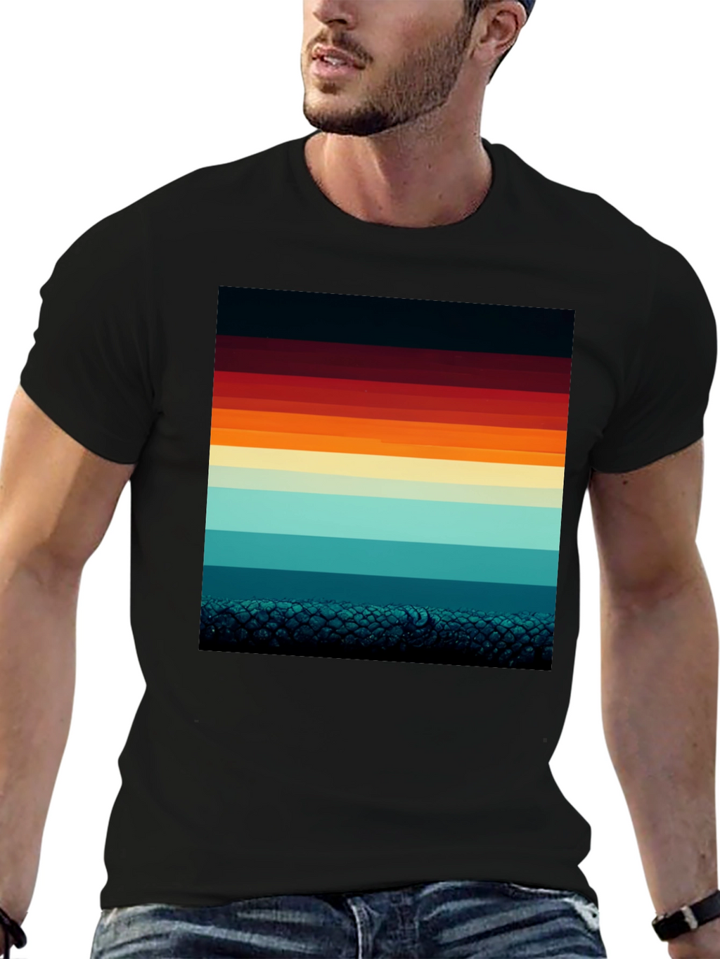 Retro Horizon Striped Graphic Tee