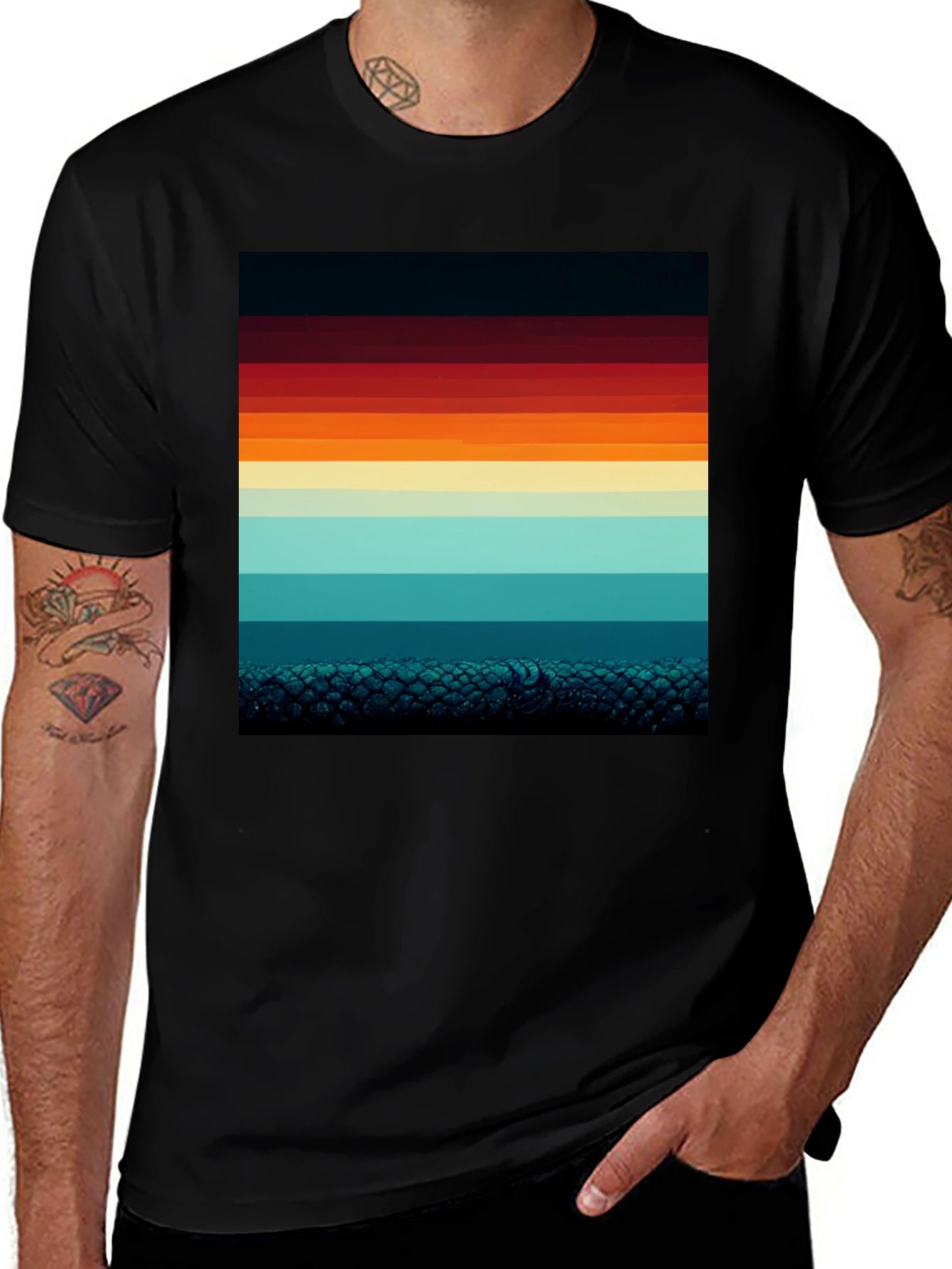 Retro Horizon Striped Graphic Tee