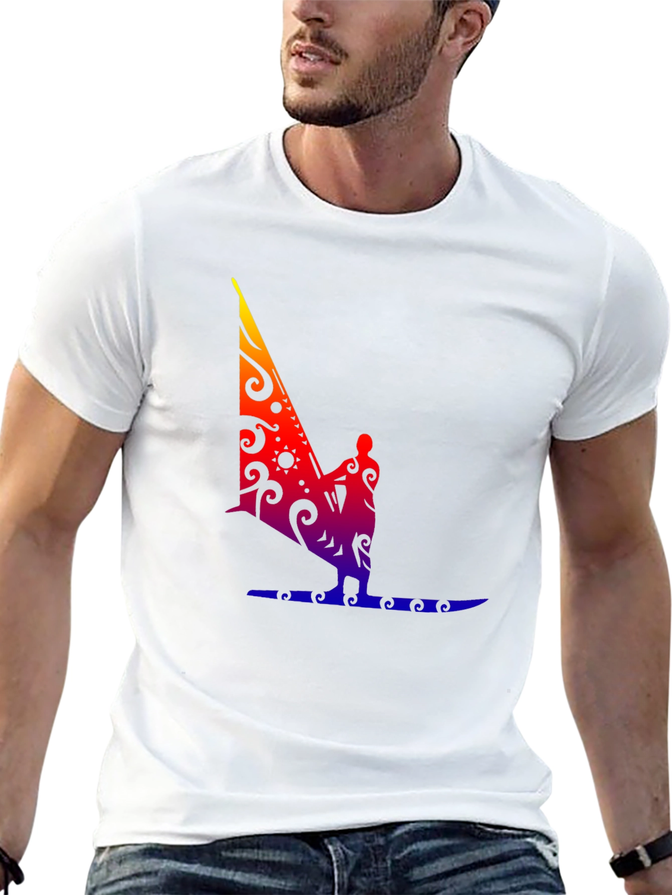 Tribal Sailboat Graphic Black T-Shirt