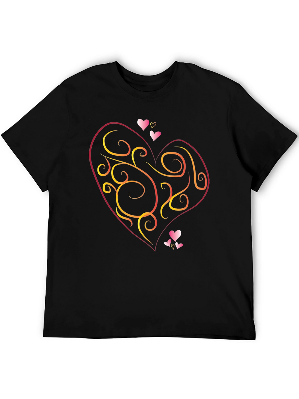 Heart Swirl Graphic Black T-Shirt