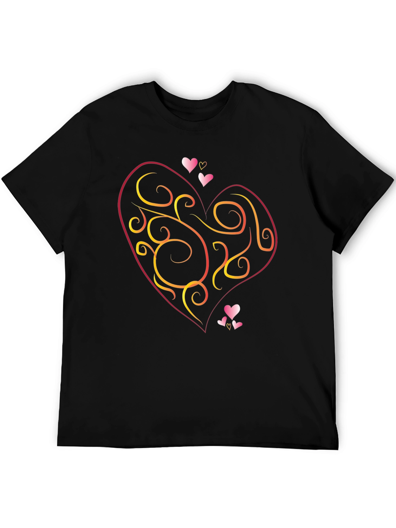 Heart Swirl Graphic Black T-Shirt